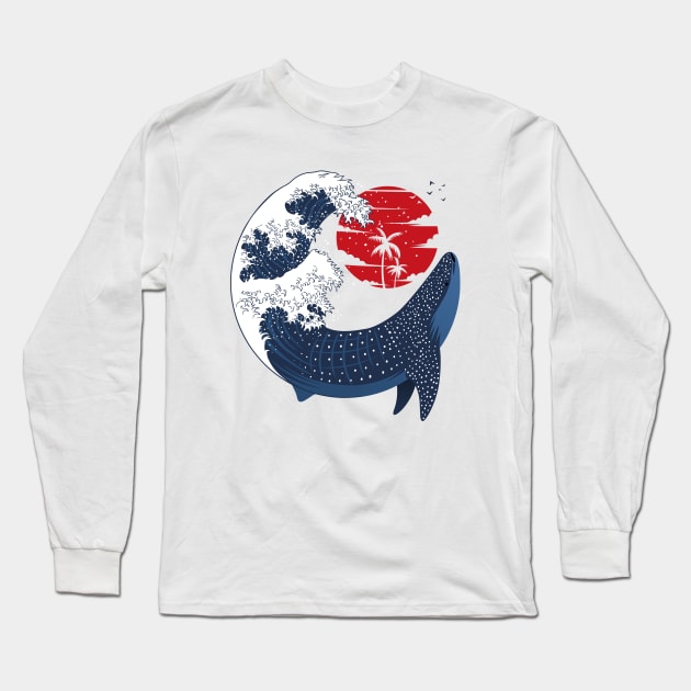 Great Japanese Wave Whale Shark Long Sleeve T-Shirt by albertocubatas